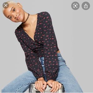 NWT Wild Fable Cherry Crop Top Wrap Style